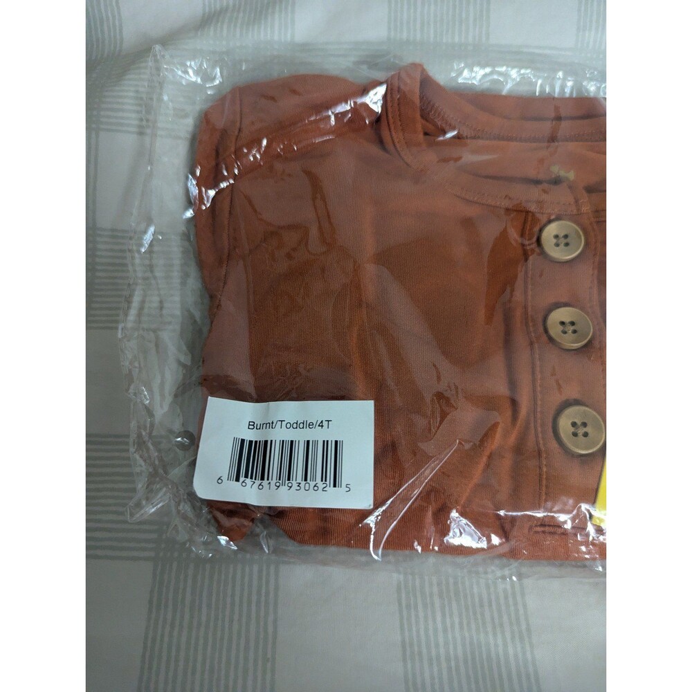 NIB Kiki and Lulu Bamboo Long Sleeve Two Piece PJs Burnt Orange size 4T - Picture 2 of 4